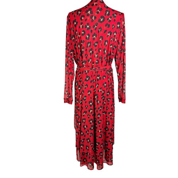 CAbi #5571 Siren Wrap Dress Midi Length V-Neckline Leopard Print Red XXL - Picture 9 of 12